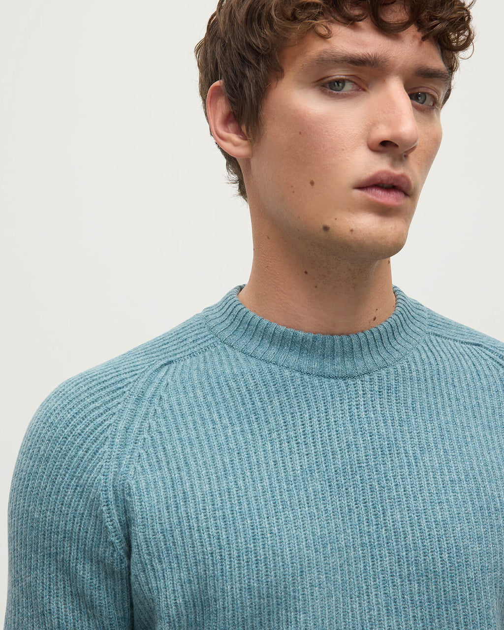 Contrast Neck Green Cashmere Jumper