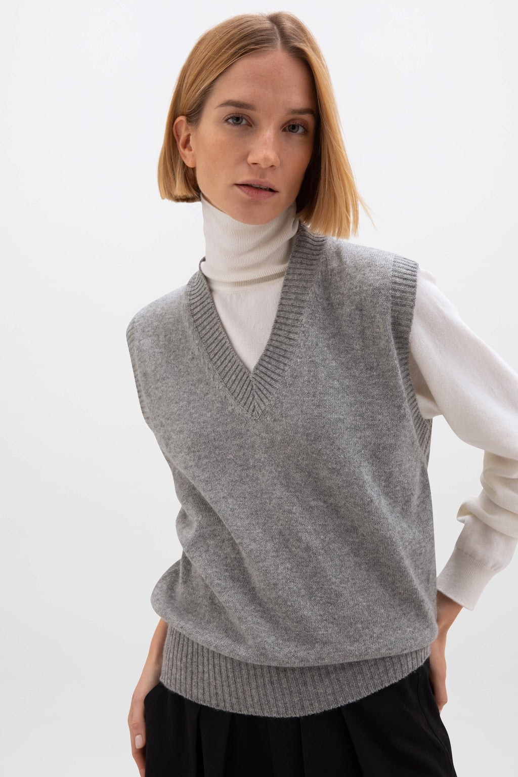 Gauzy Cashmere Light Grey Tank
