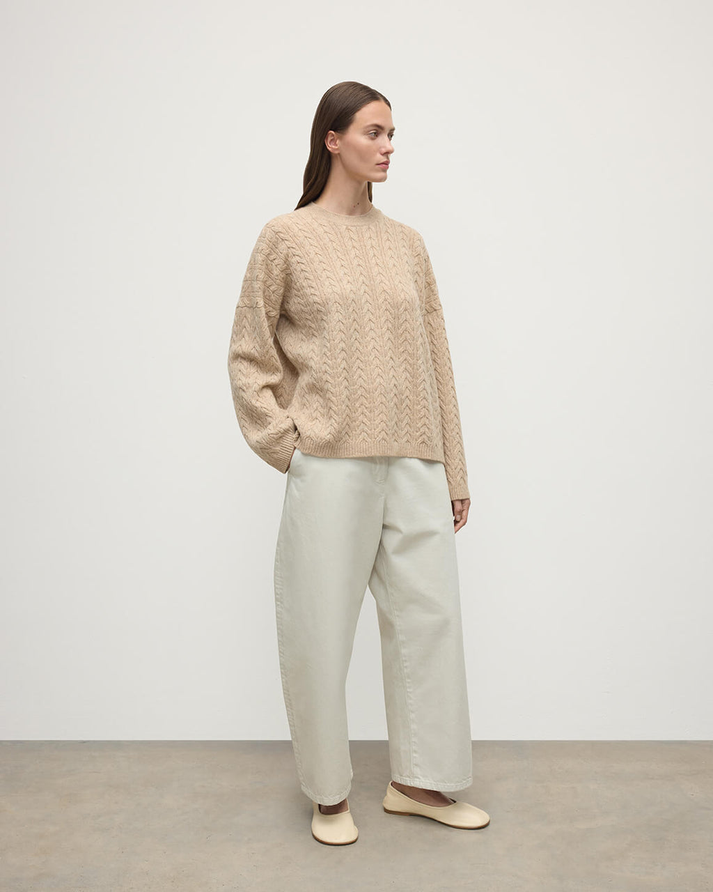 Cable Knit Natural Cashmere Jumper
