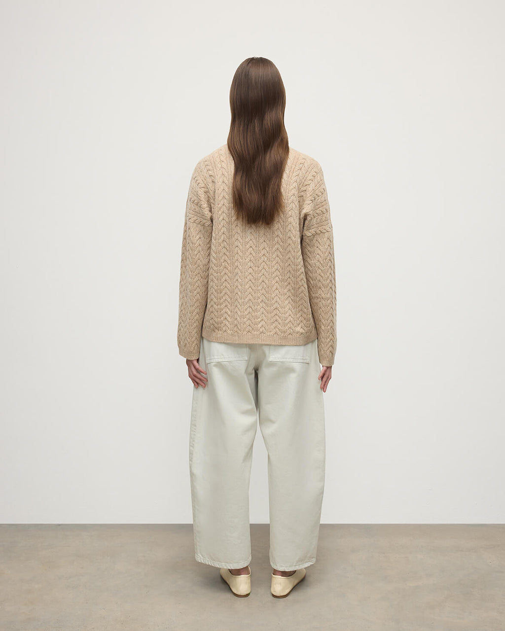 Cable Knit Natural Cashmere Jumper