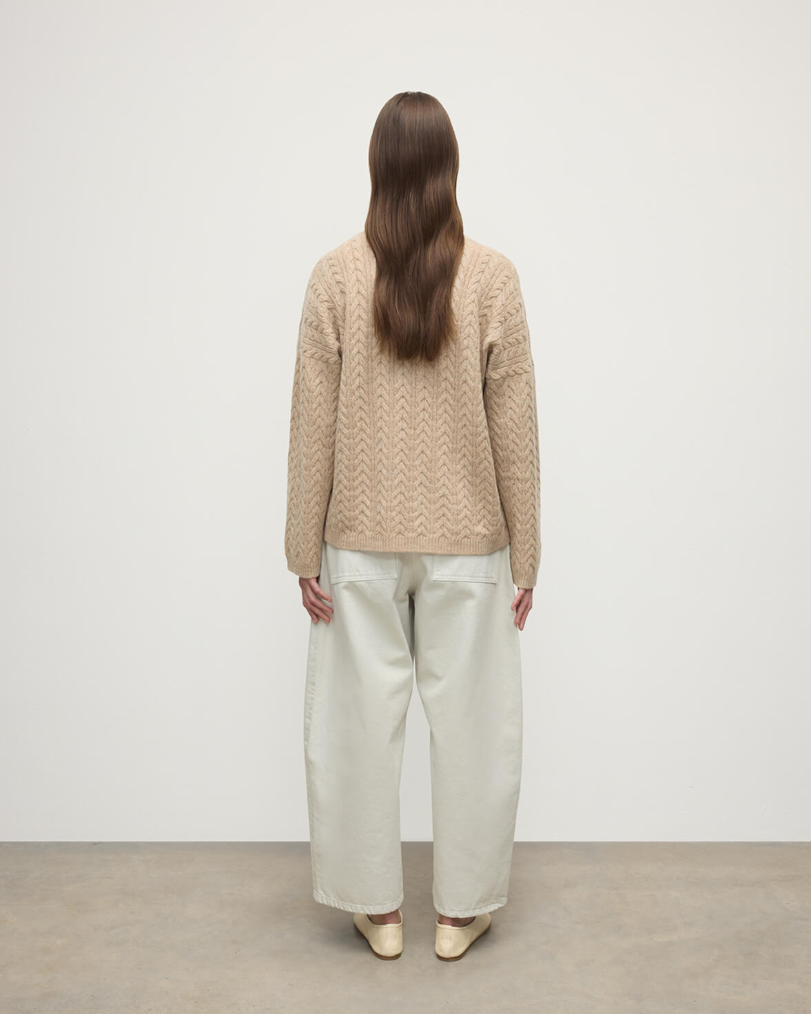 Cable Knit Natural Cashmere Jumper