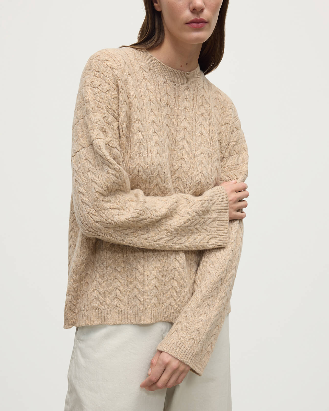Cable Knit Natural Cashmere Jumper