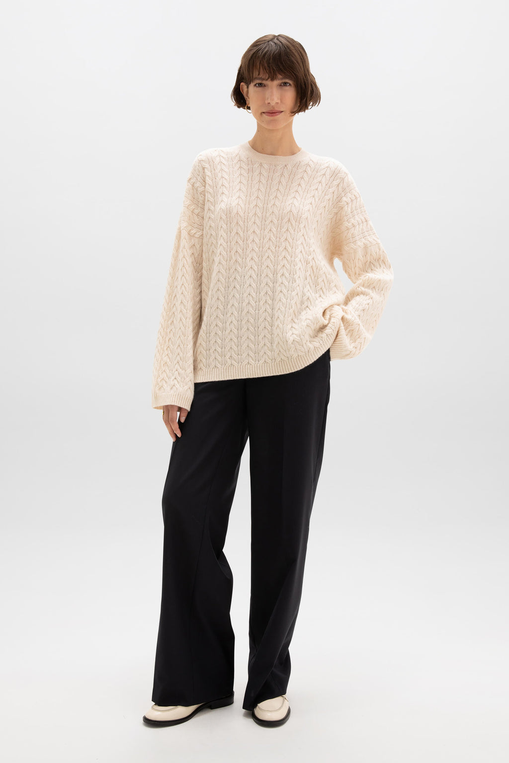 Cable Knit Cream Cashmere Jumper