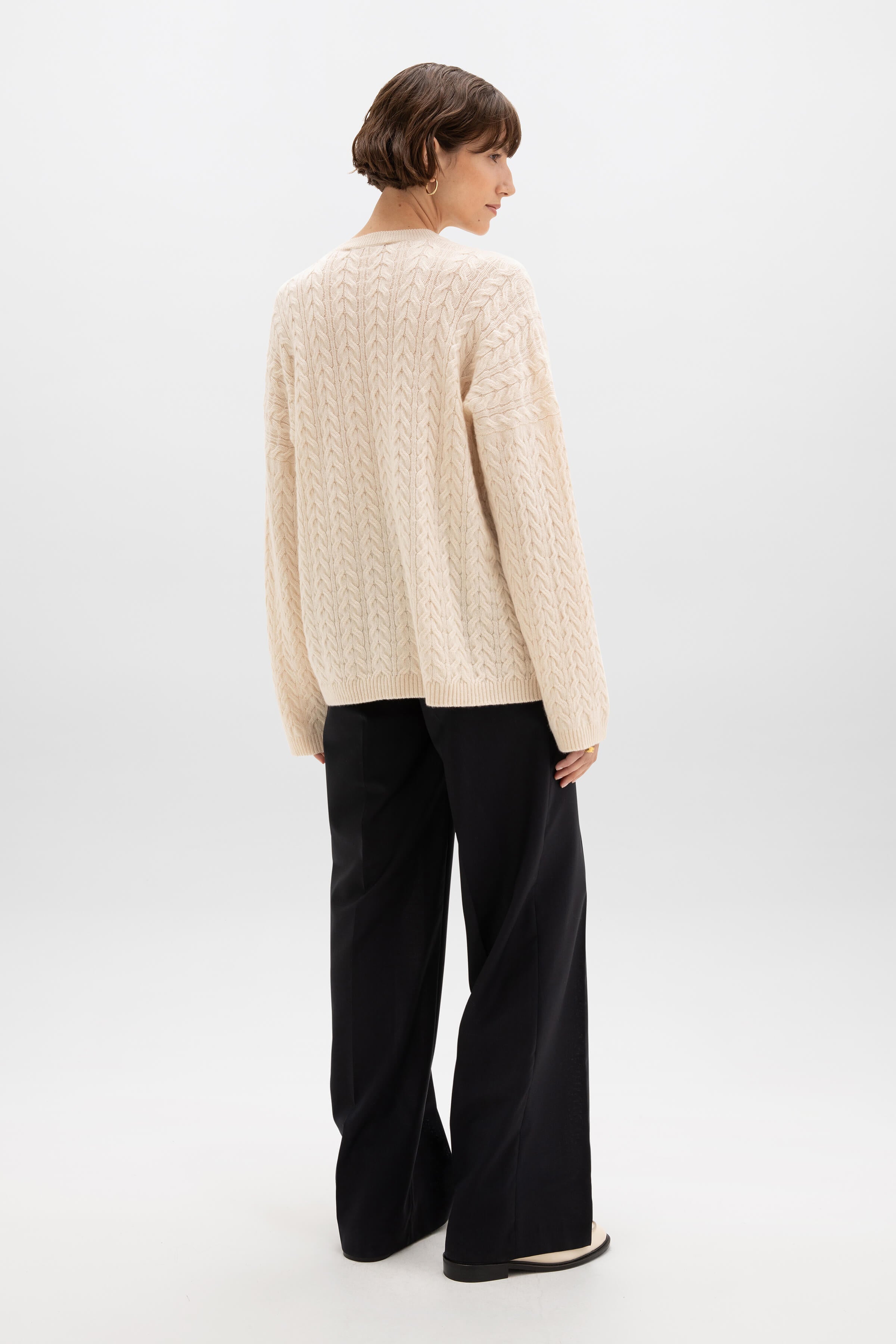 Cable Knit Cream Cashmere Jumper