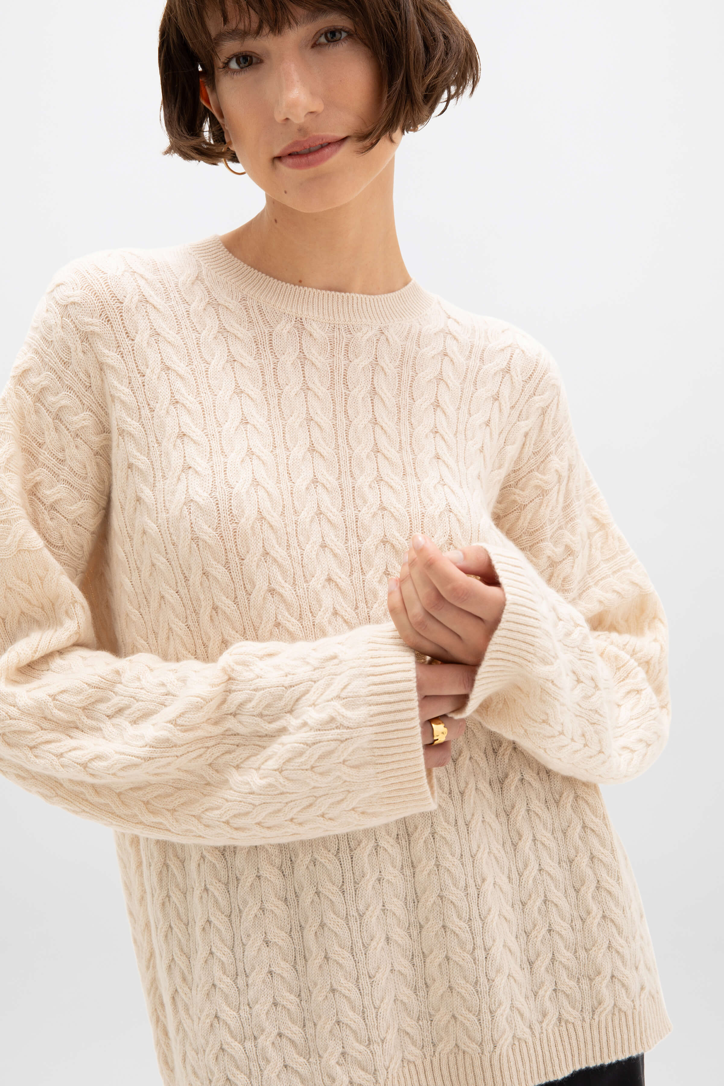 Cable Knit Cream Cashmere Jumper