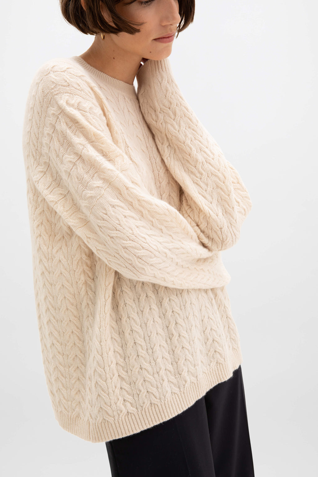 Cable Knit Cream Cashmere Jumper