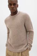 Waffle Textured Light Brown Cashmere Jumper