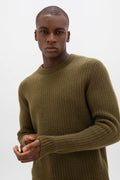 Waffle Textured Olive Green Cashmere Jumper