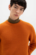 Waffle Textured Orange Cashmere Jumper