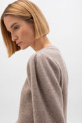 Puff Sleeve Light Brown Cashmere Jumper