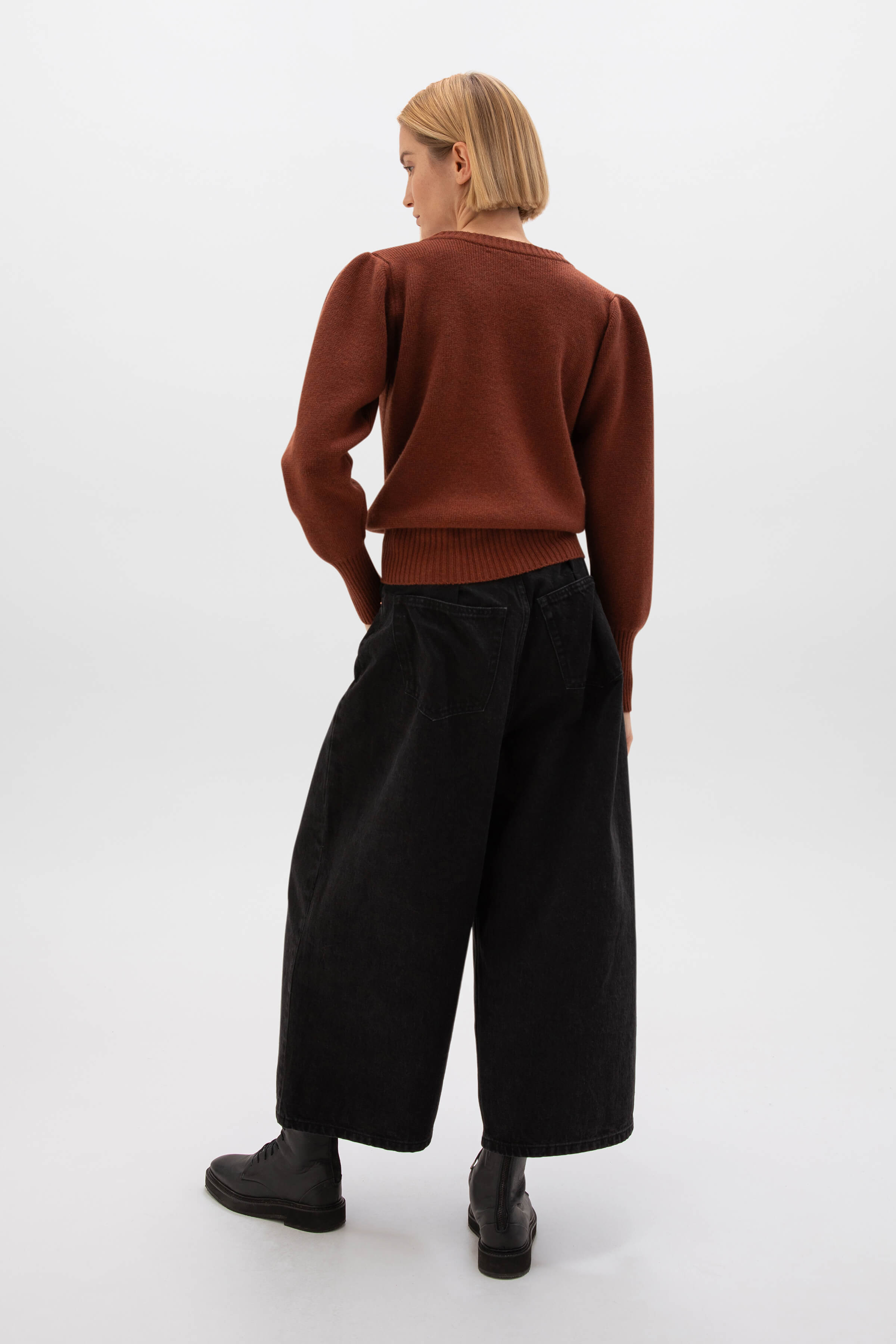 Puff Sleeve Red Cashmere Jumper