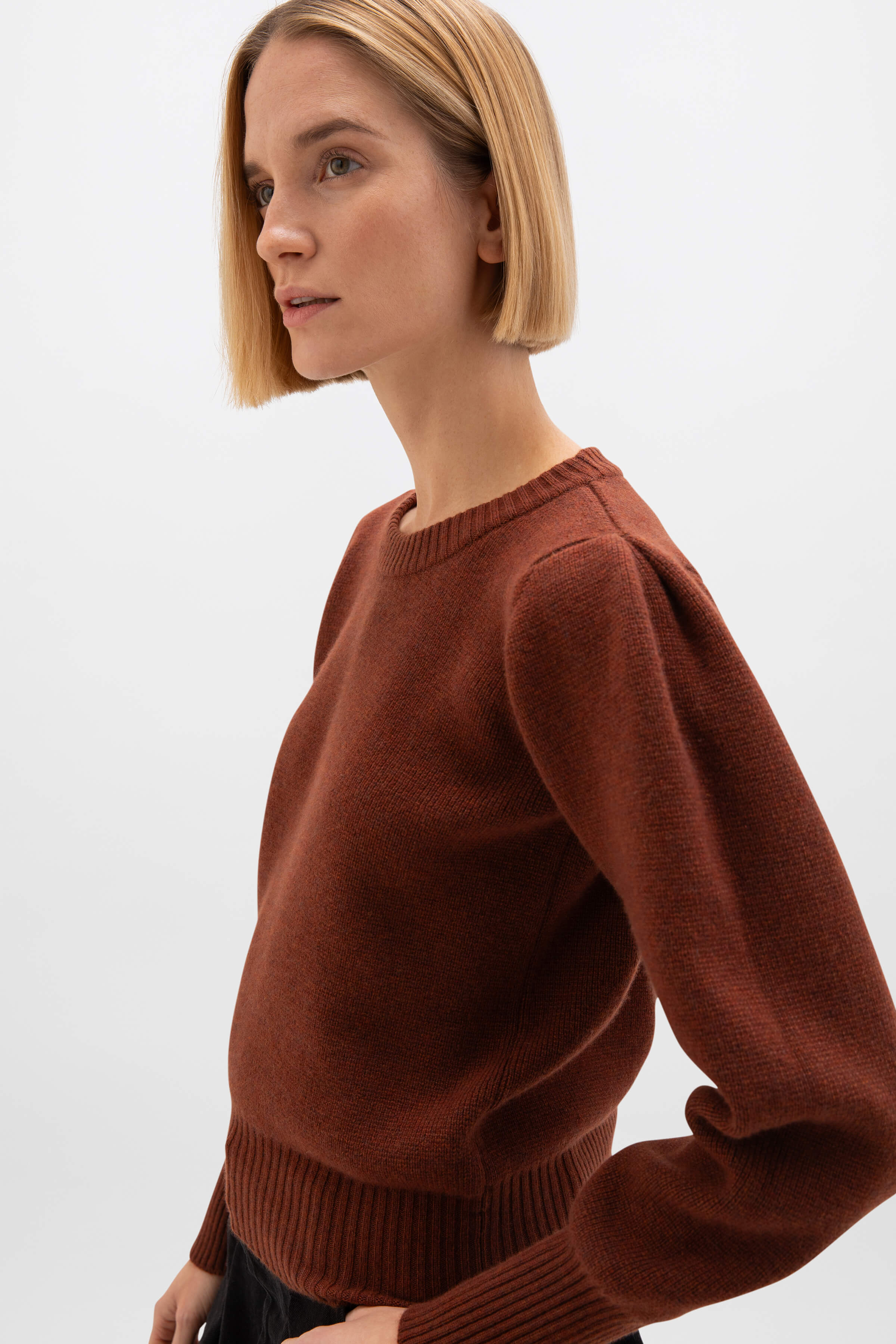 Puff Sleeve Red Cashmere Jumper