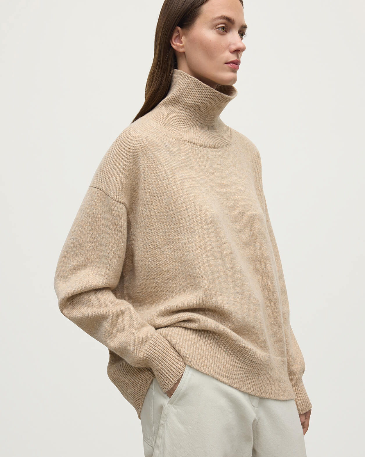 Cashmere Natural Roll Neck Jumper