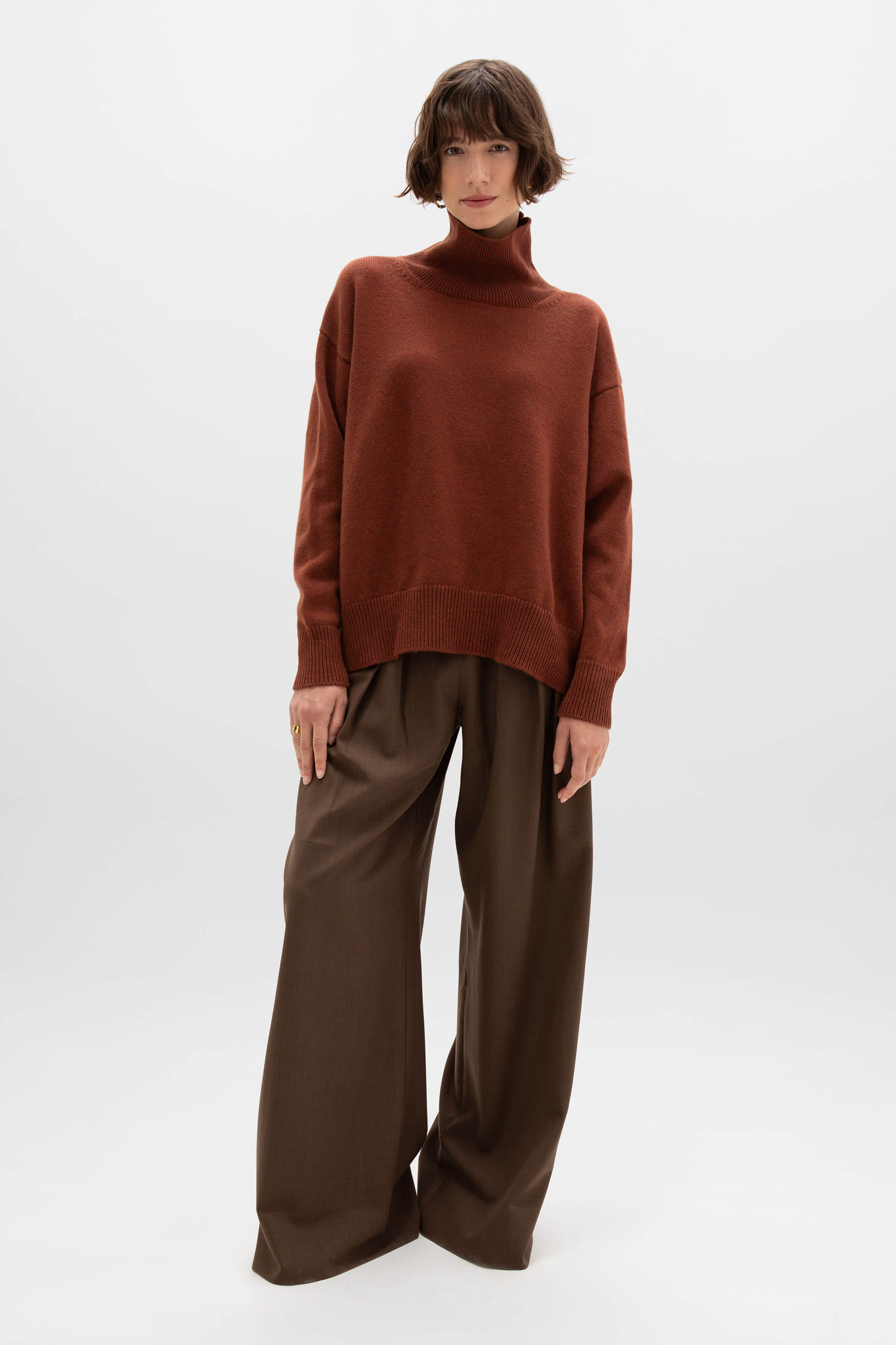 Cashmere Red Roll Neck Jumper