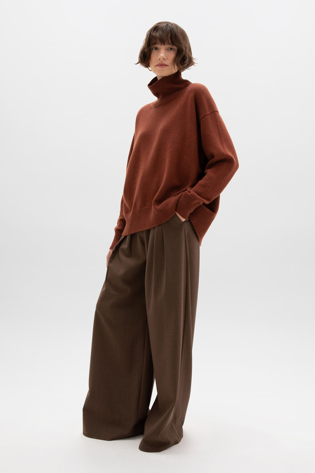 Cashmere Red Roll Neck Jumper