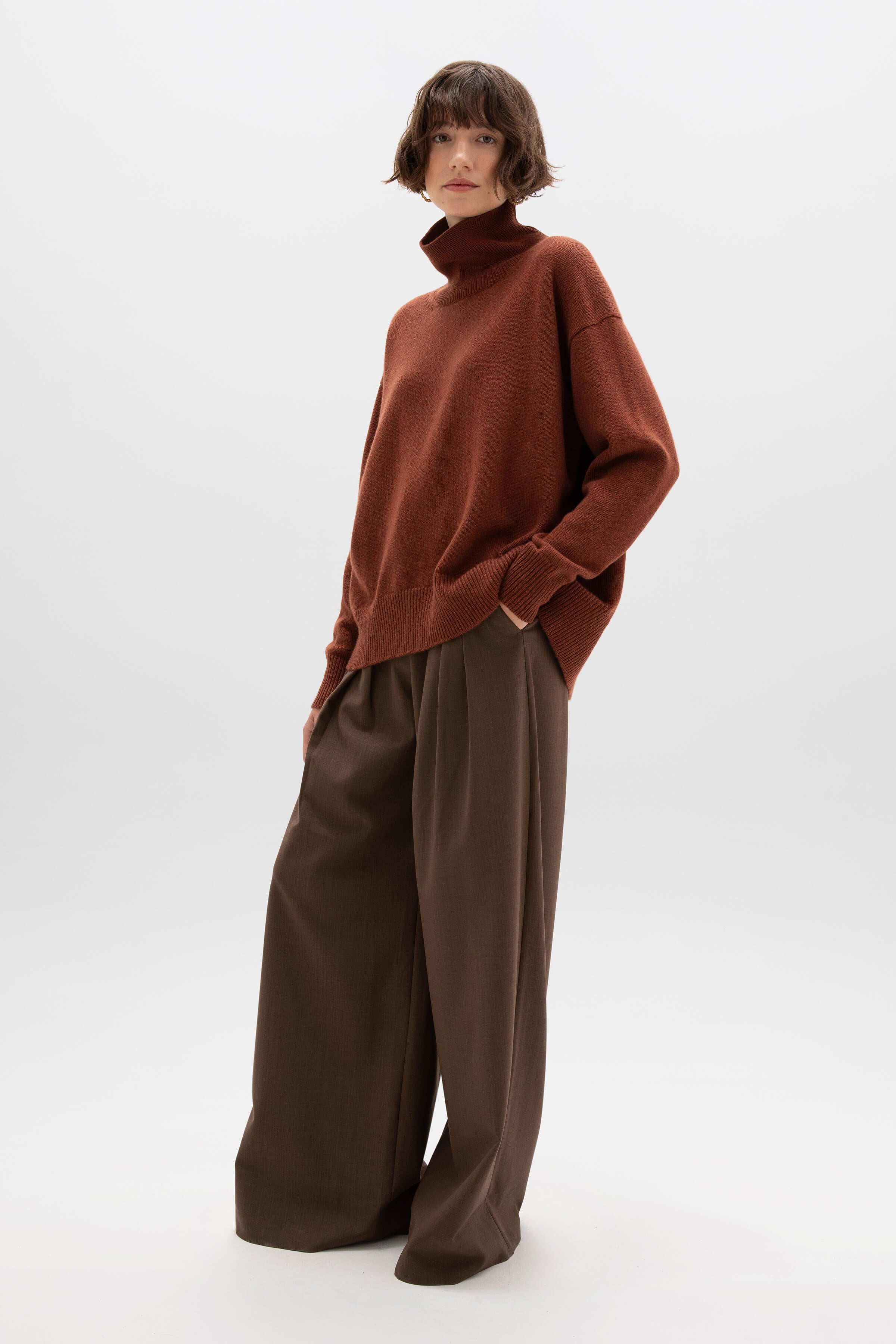 Cashmere Red Roll Neck Jumper