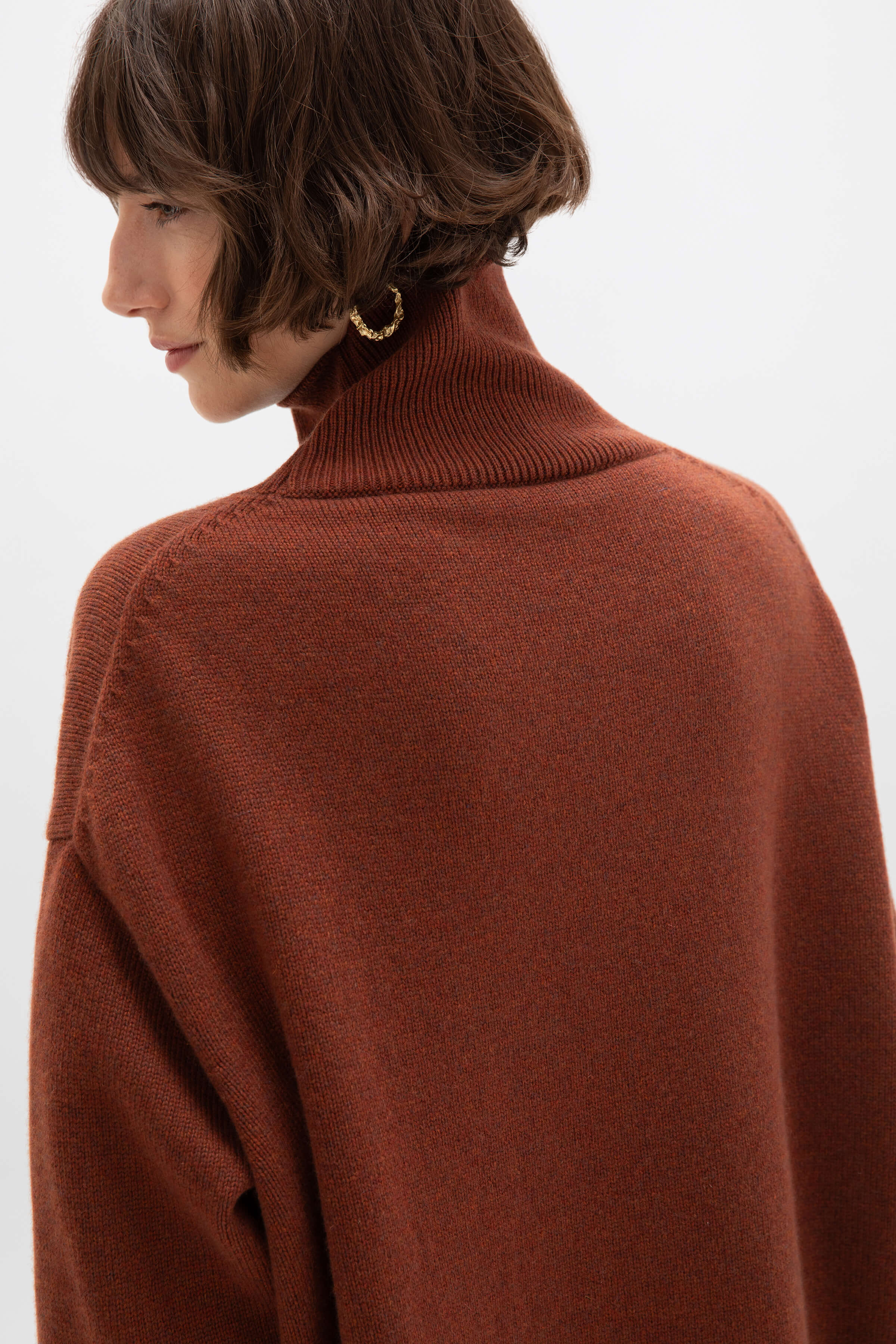 Cashmere Red Roll Neck Jumper