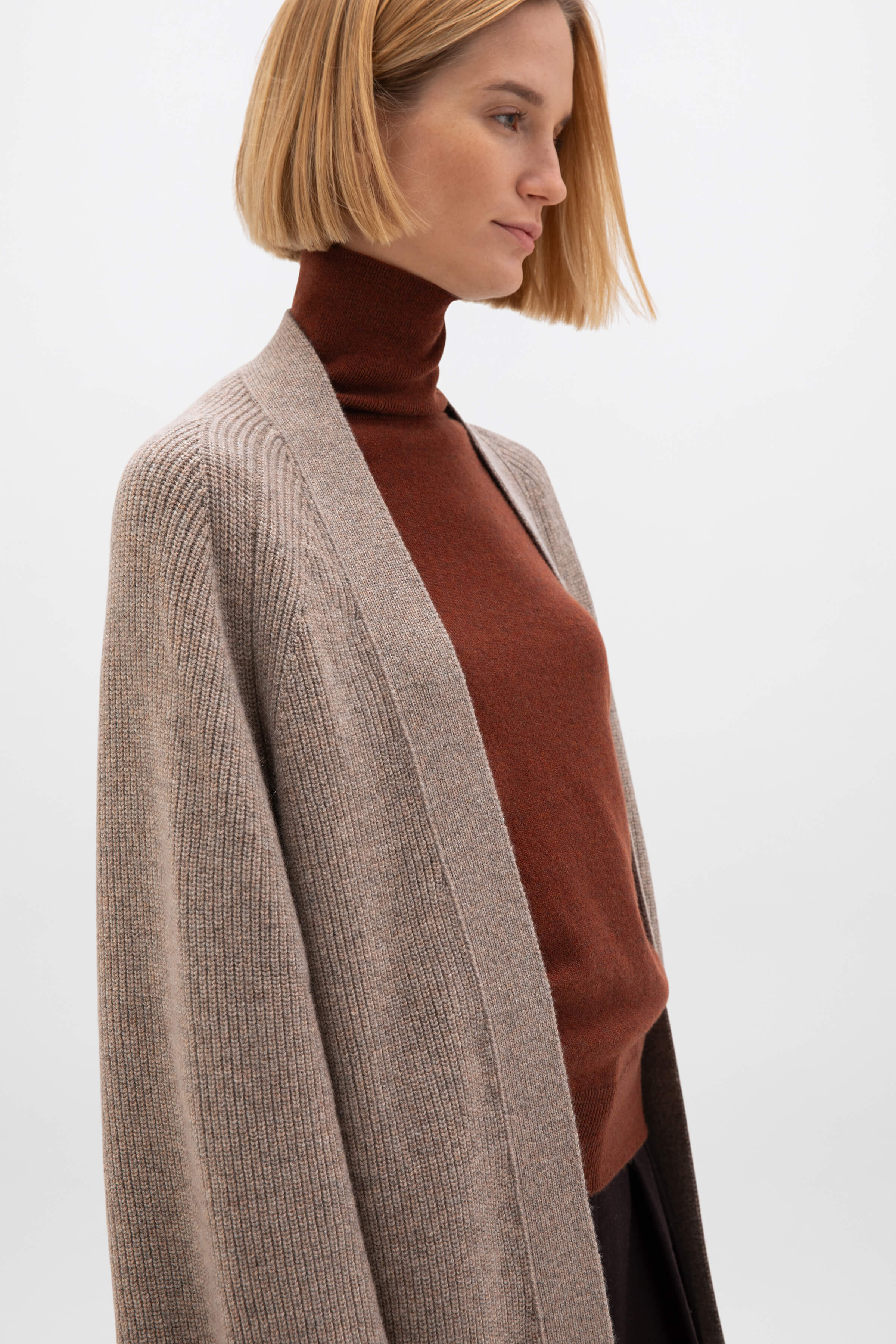 Cashmere Light Brown Cape Cardigan