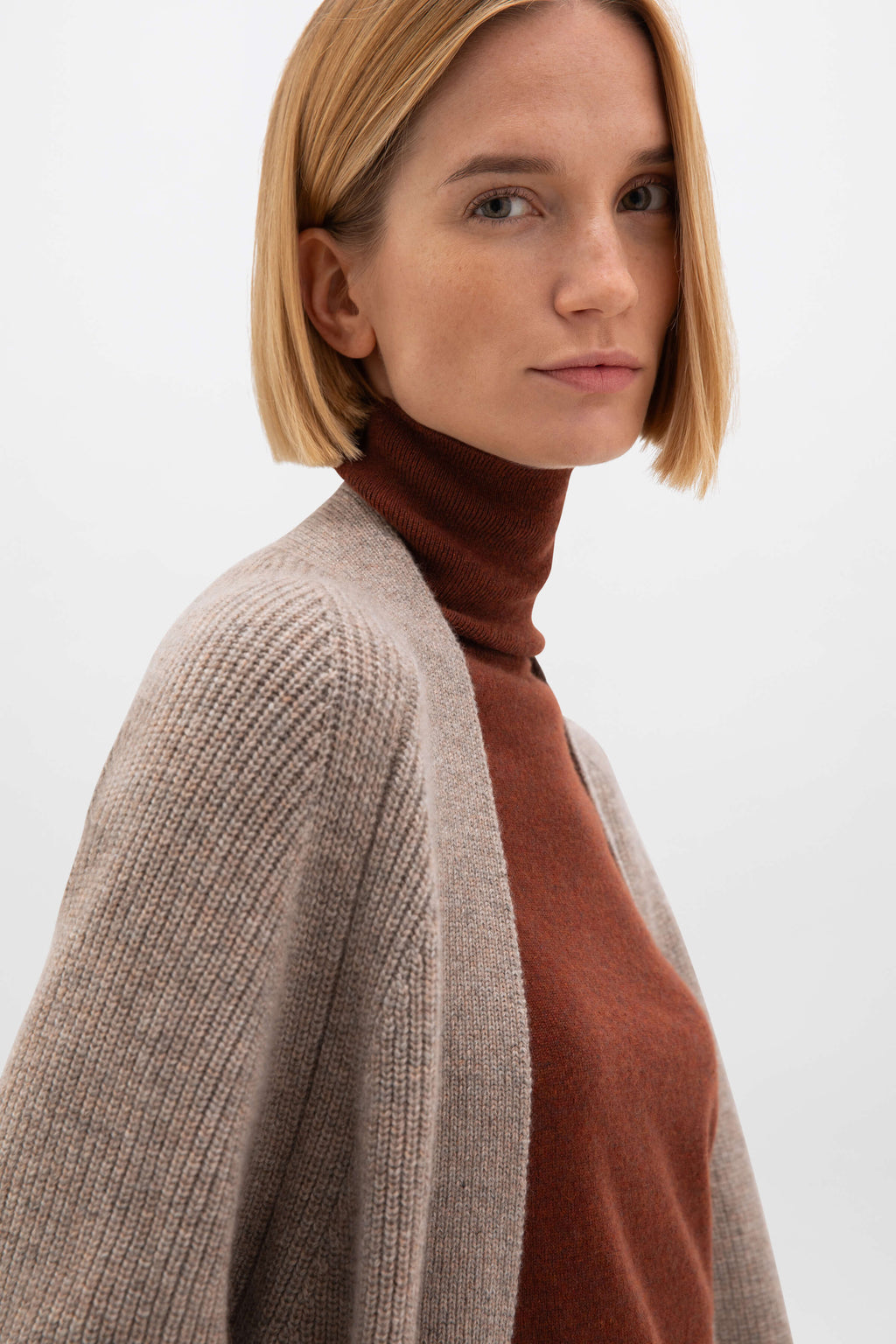 Cashmere Light Brown Cape Cardigan