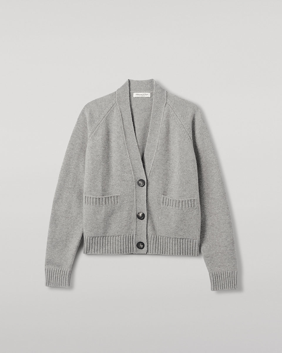 Relaxed Fit Light Grey Cashmere Cardigan