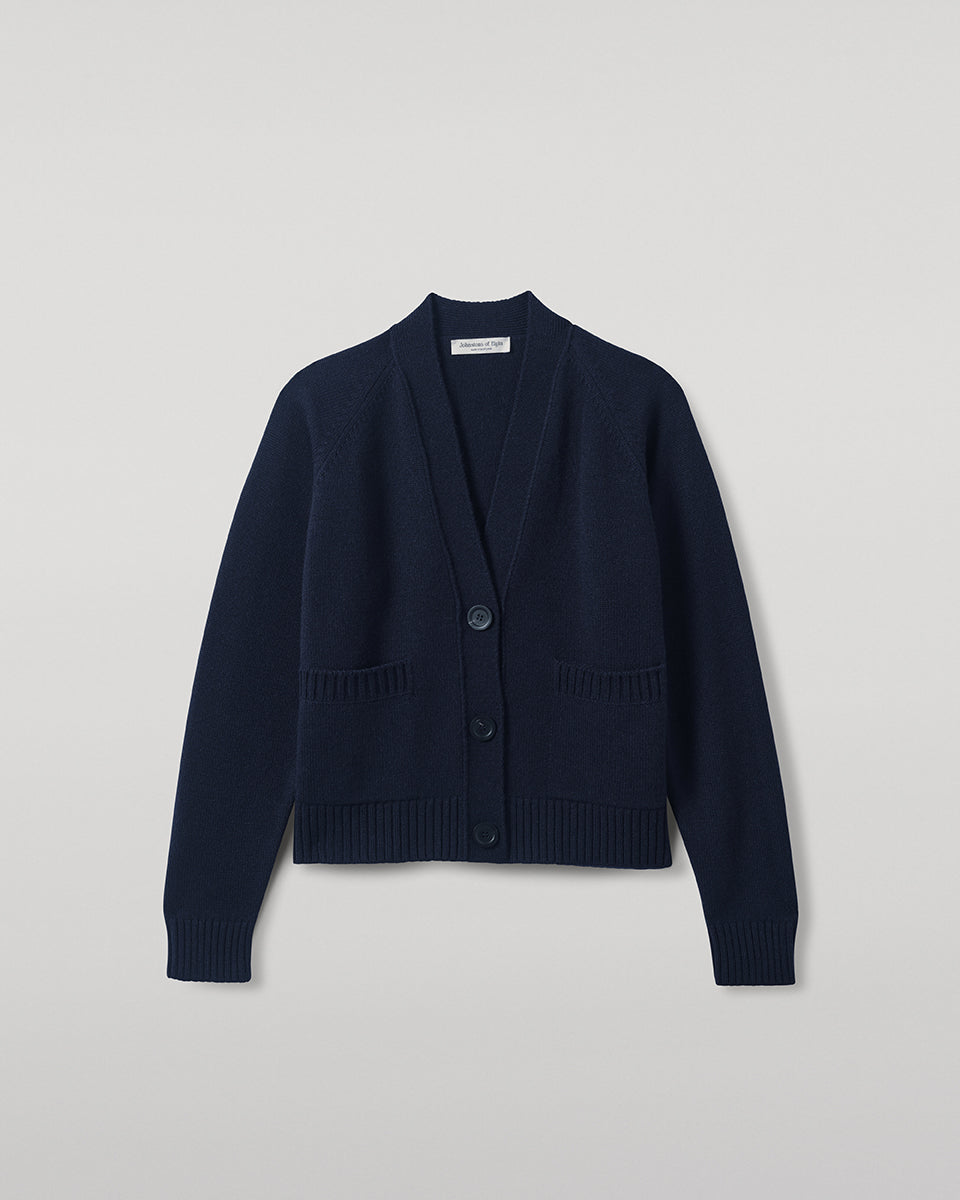 Relaxed Fit Dark Navy Cashmere Cardigan