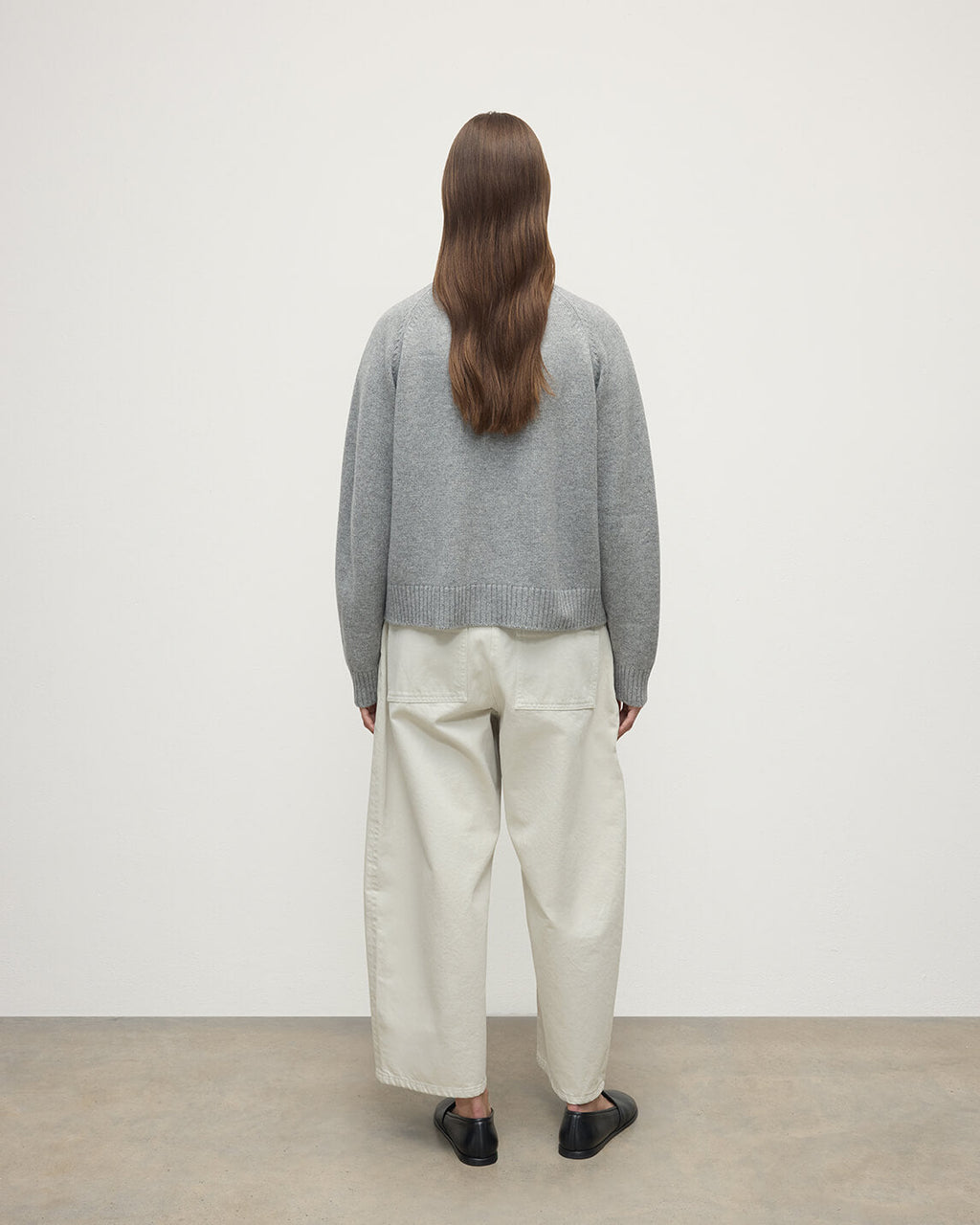 Relaxed Fit Light Grey Cashmere Cardigan