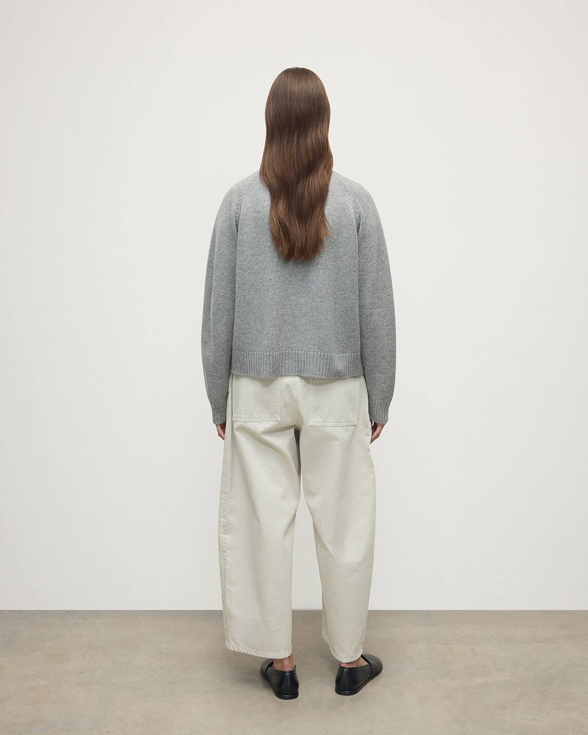 Relaxed Fit Light Grey Cashmere Cardigan