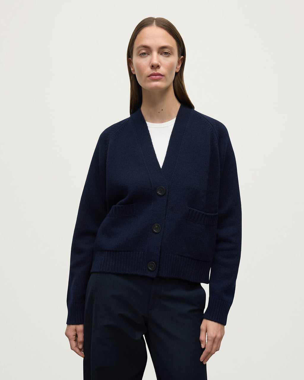 Relaxed Fit Dark Navy Cashmere Cardigan