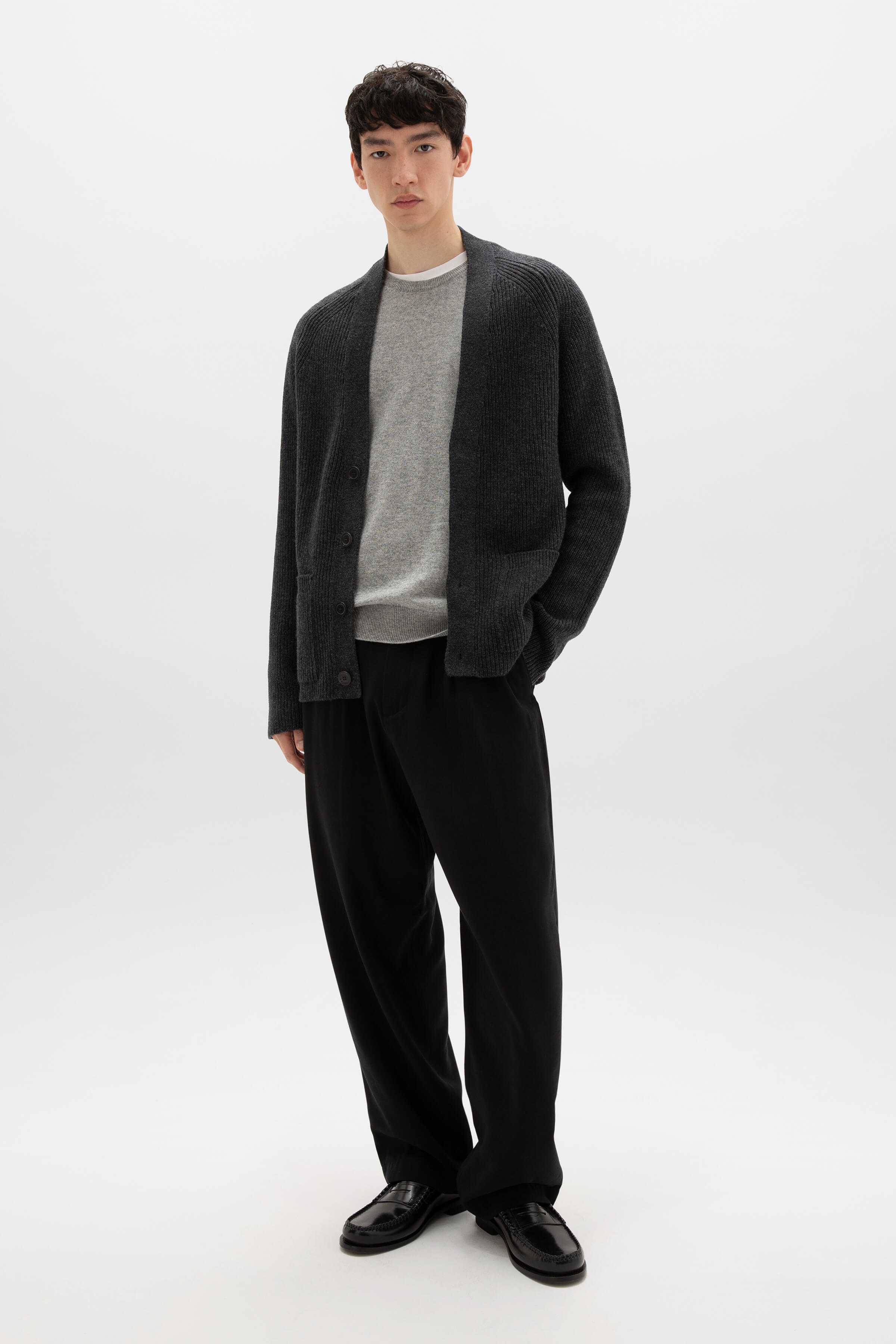 Relaxed Charcoal Cashmere Cardigan