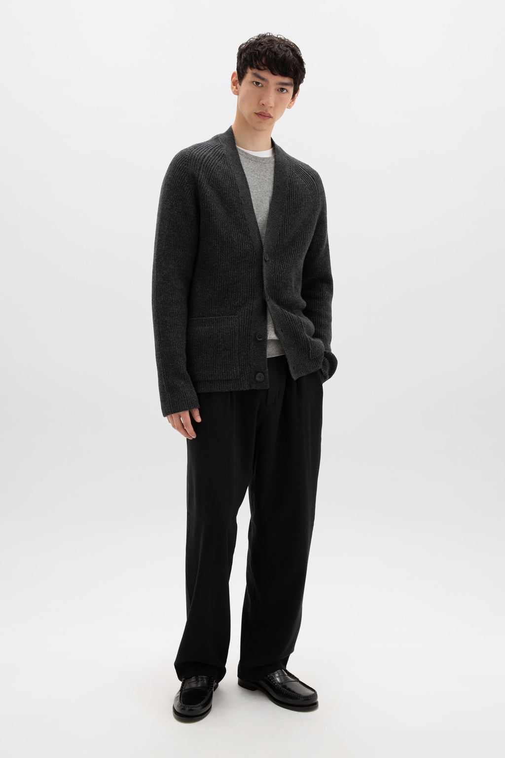 Relaxed Charcoal Cashmere Cardigan