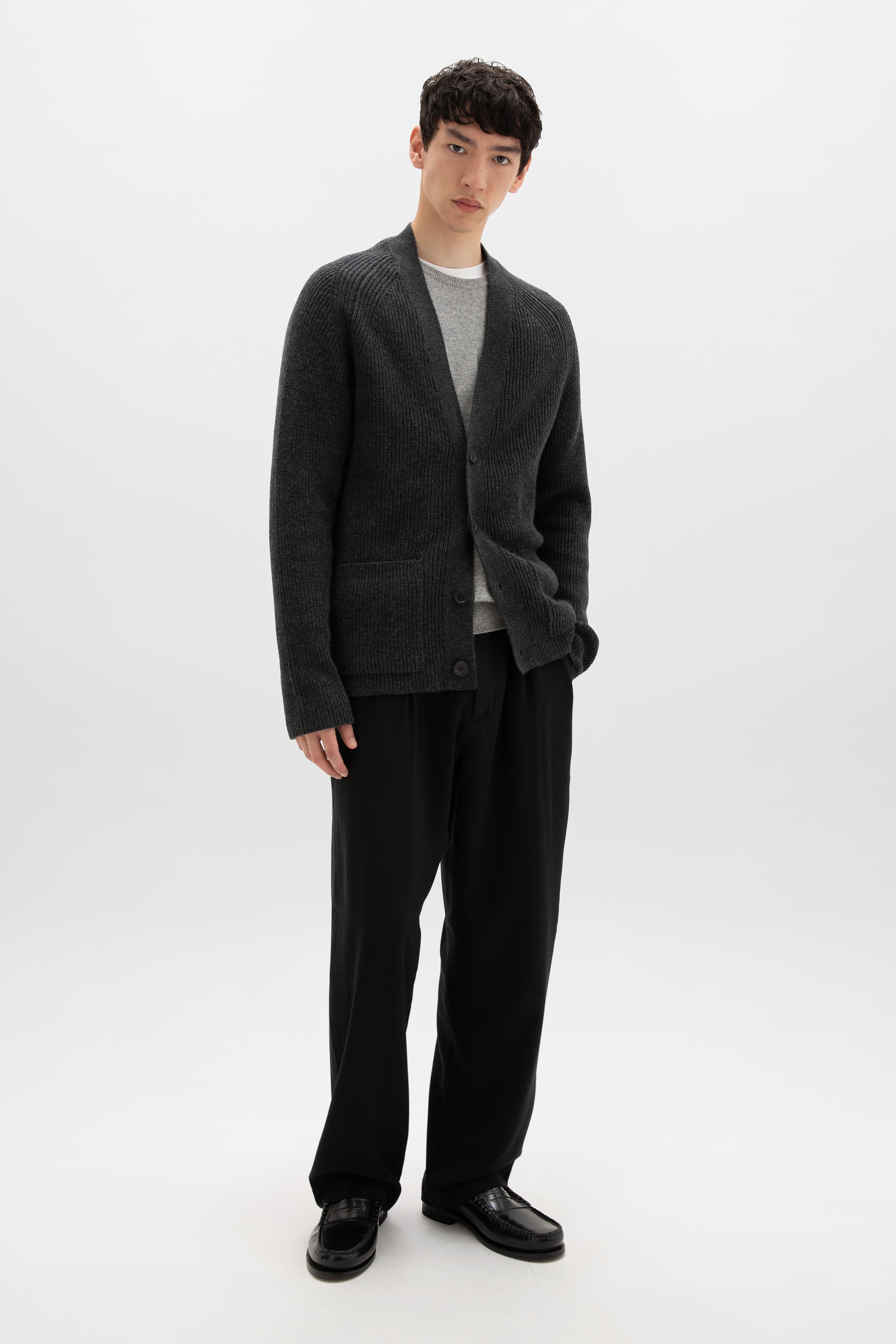 Relaxed Charcoal Cashmere Cardigan