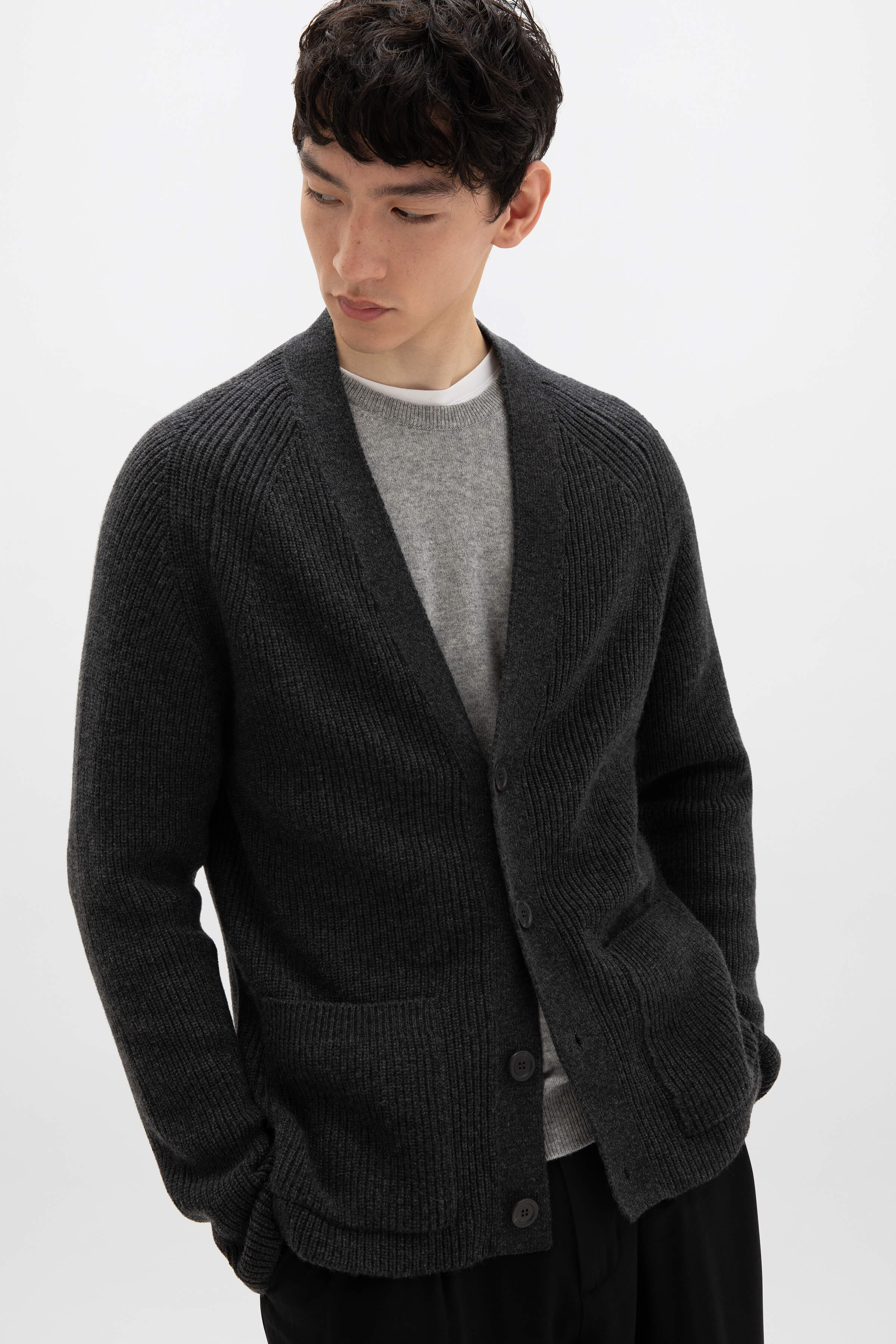 Relaxed Charcoal Cashmere Cardigan