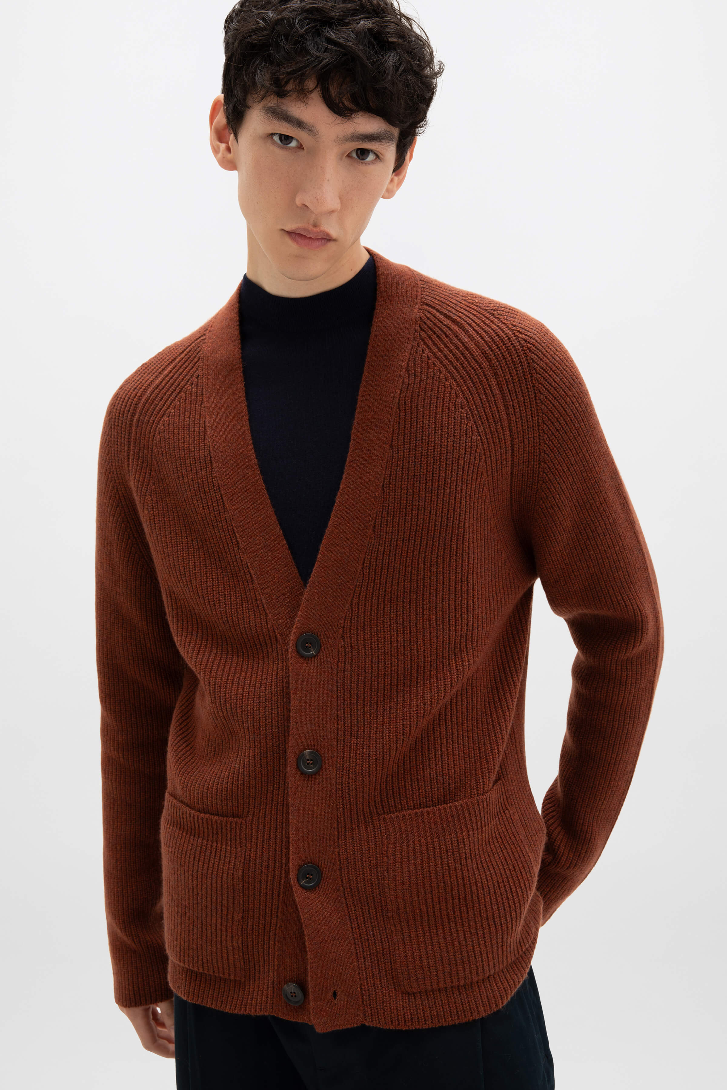 Relaxed Red Cashmere Cardigan