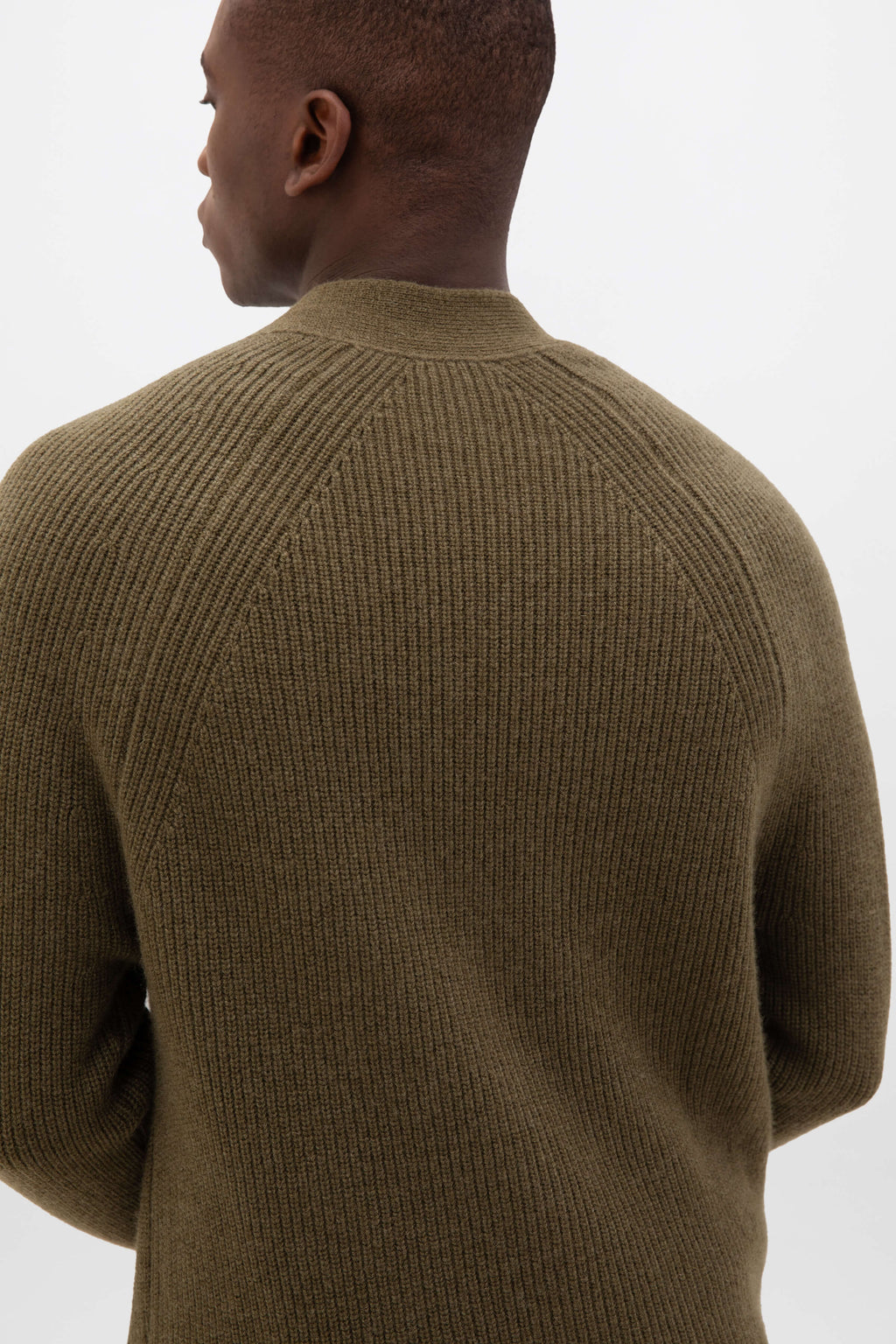 Relaxed Olive Green Cashmere Cardigan