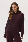 Mesh Rib Deep Red Cashmere Hoodie