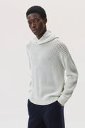 Mesh Rib Cashmere White Hoodie