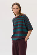 Textured Stripe Oversized Cashmere T-Shirt