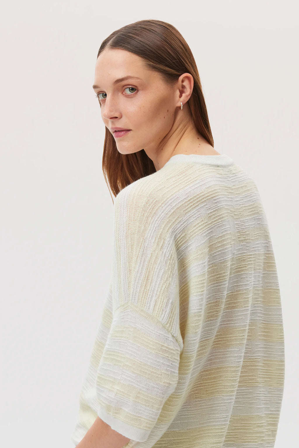Textured Stripe Oversized Cashmere T-Shirt
