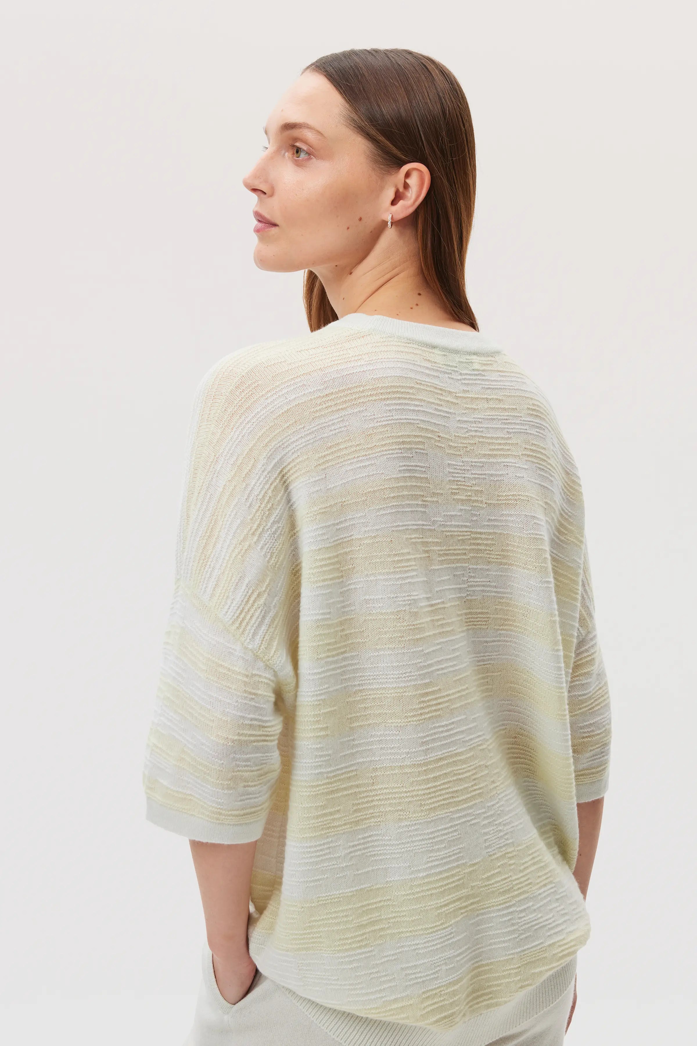 Textured Stripe Oversized Cashmere T-Shirt