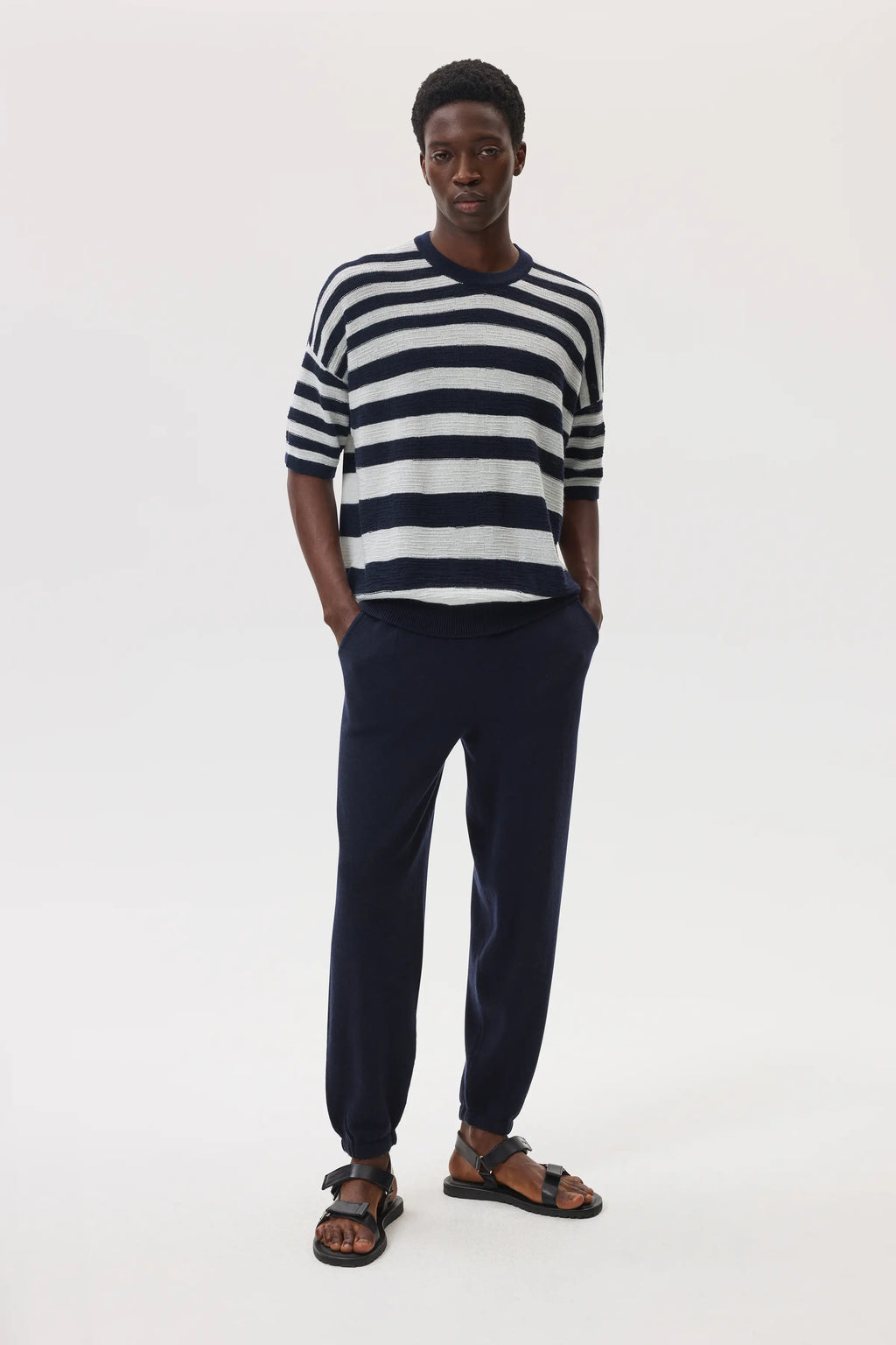 Textured Stripe Oversized Cashmere T-Shirt