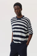 Textured Stripe Oversized Cashmere T-Shirt
