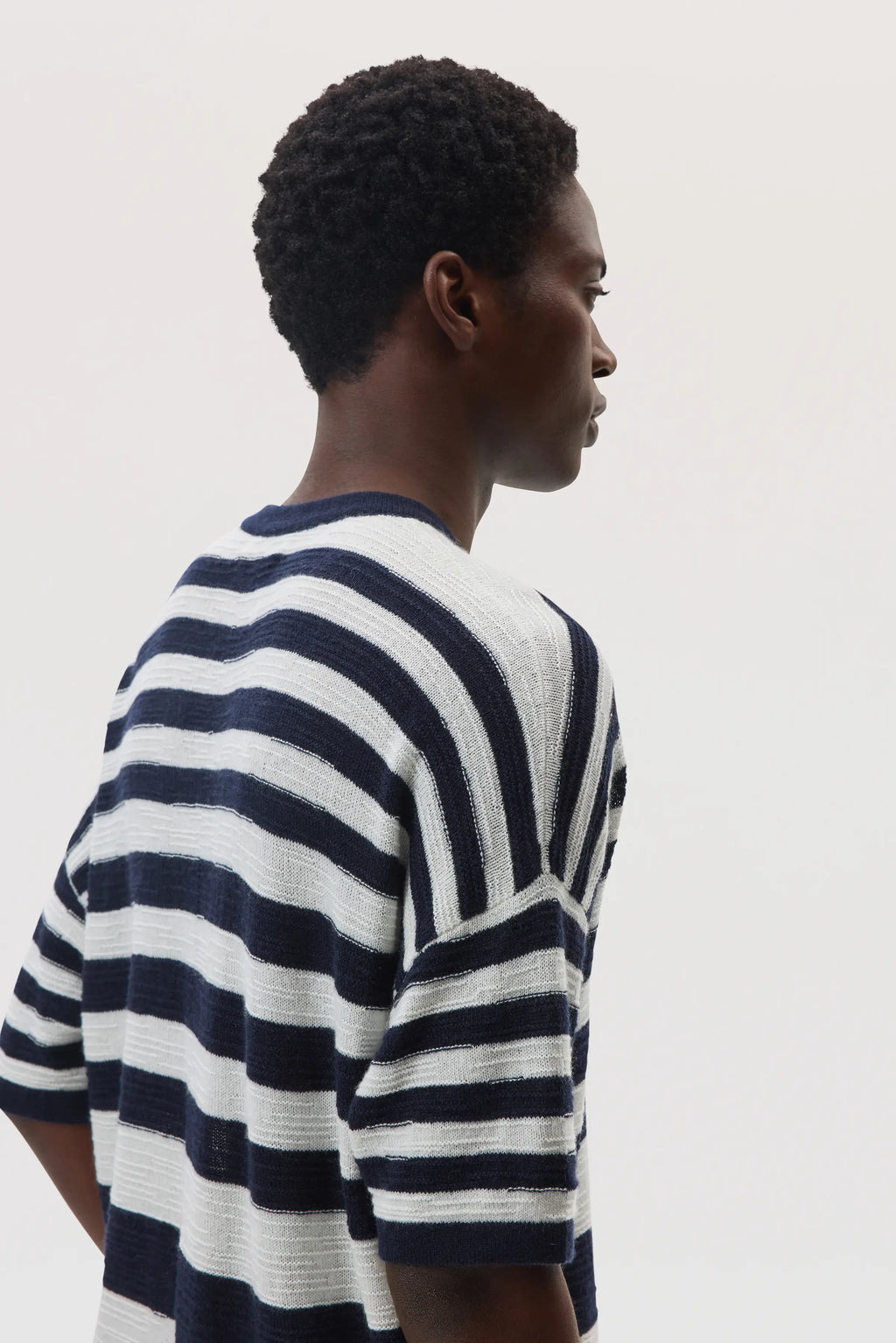 Textured Stripe Oversized Cashmere T-Shirt