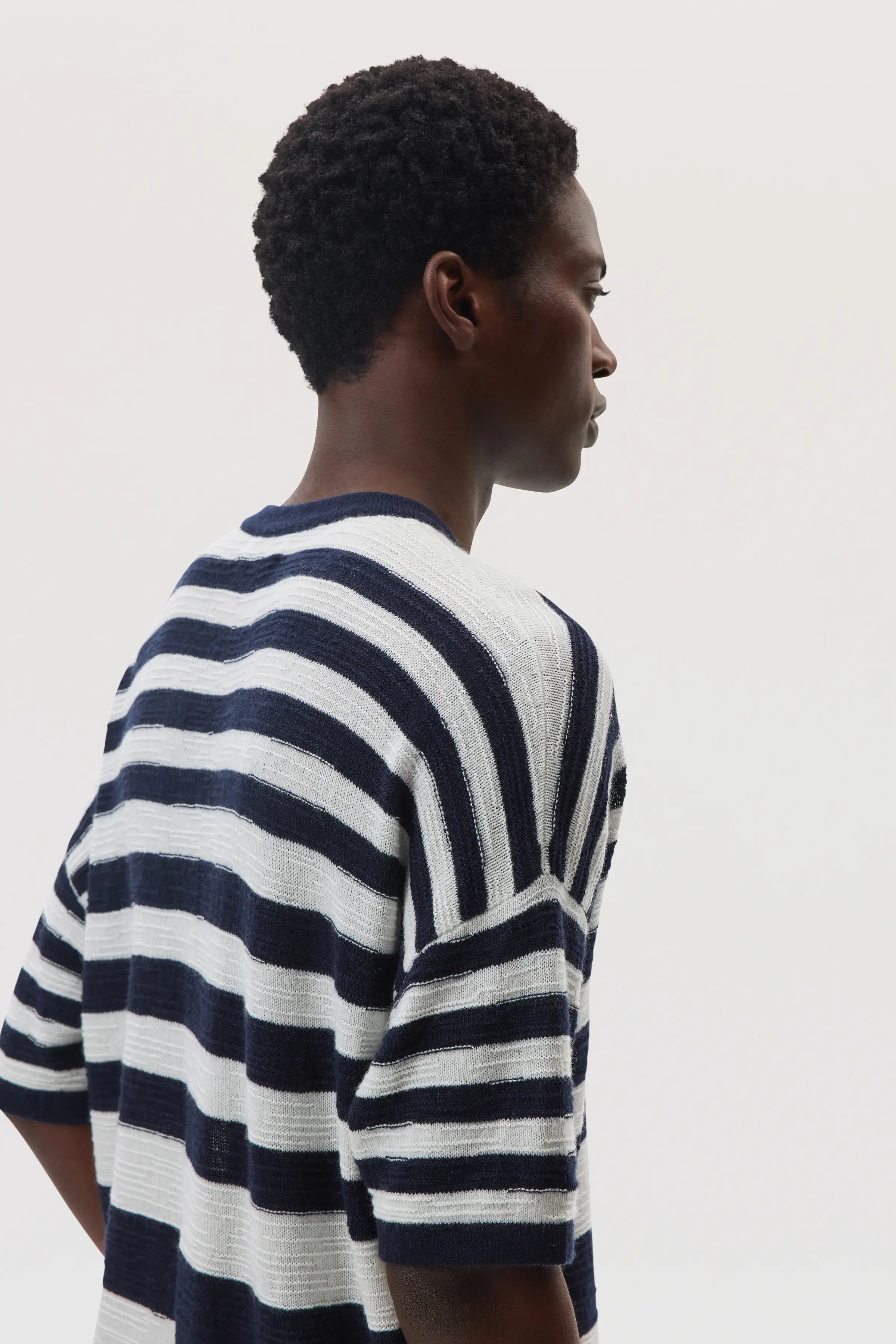 Textured Stripe Oversized Cashmere T-Shirt