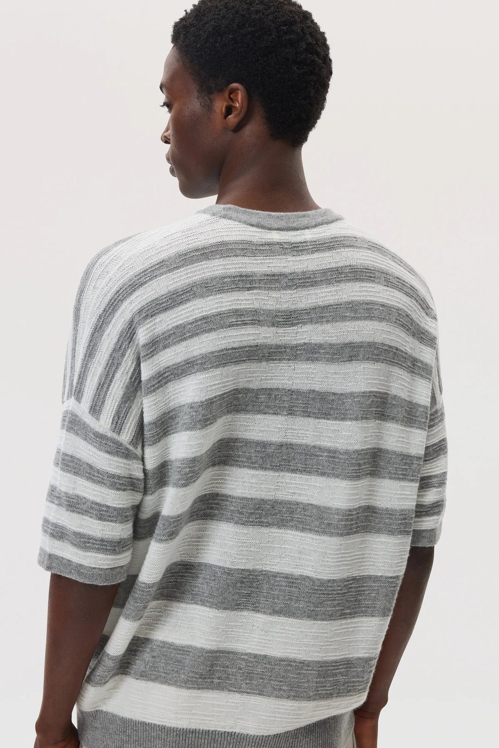 Textured Stripe Oversized Cashmere T-Shirt