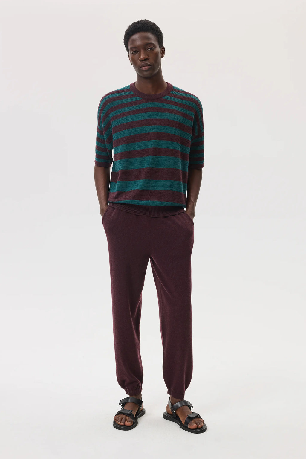 Textured Stripe Oversized Cashmere T-Shirt