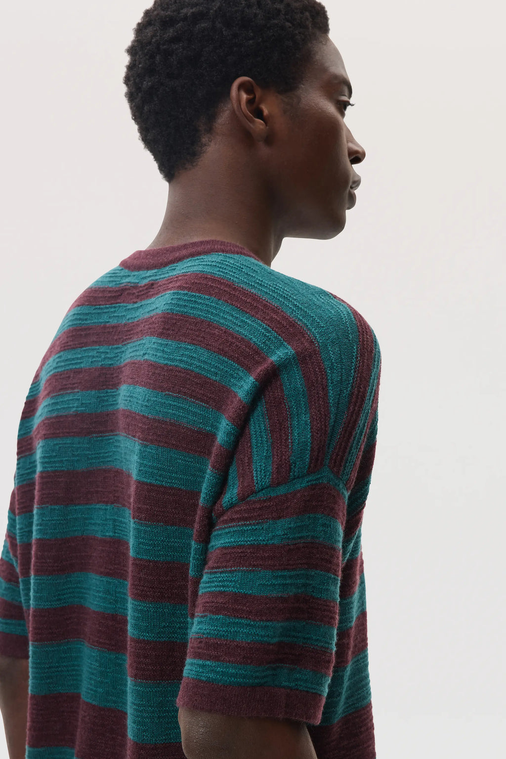 Textured Stripe Oversized Cashmere T-Shirt