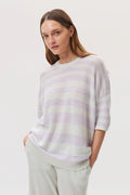 Textured Stripe Oversized Cashmere T-Shirt
