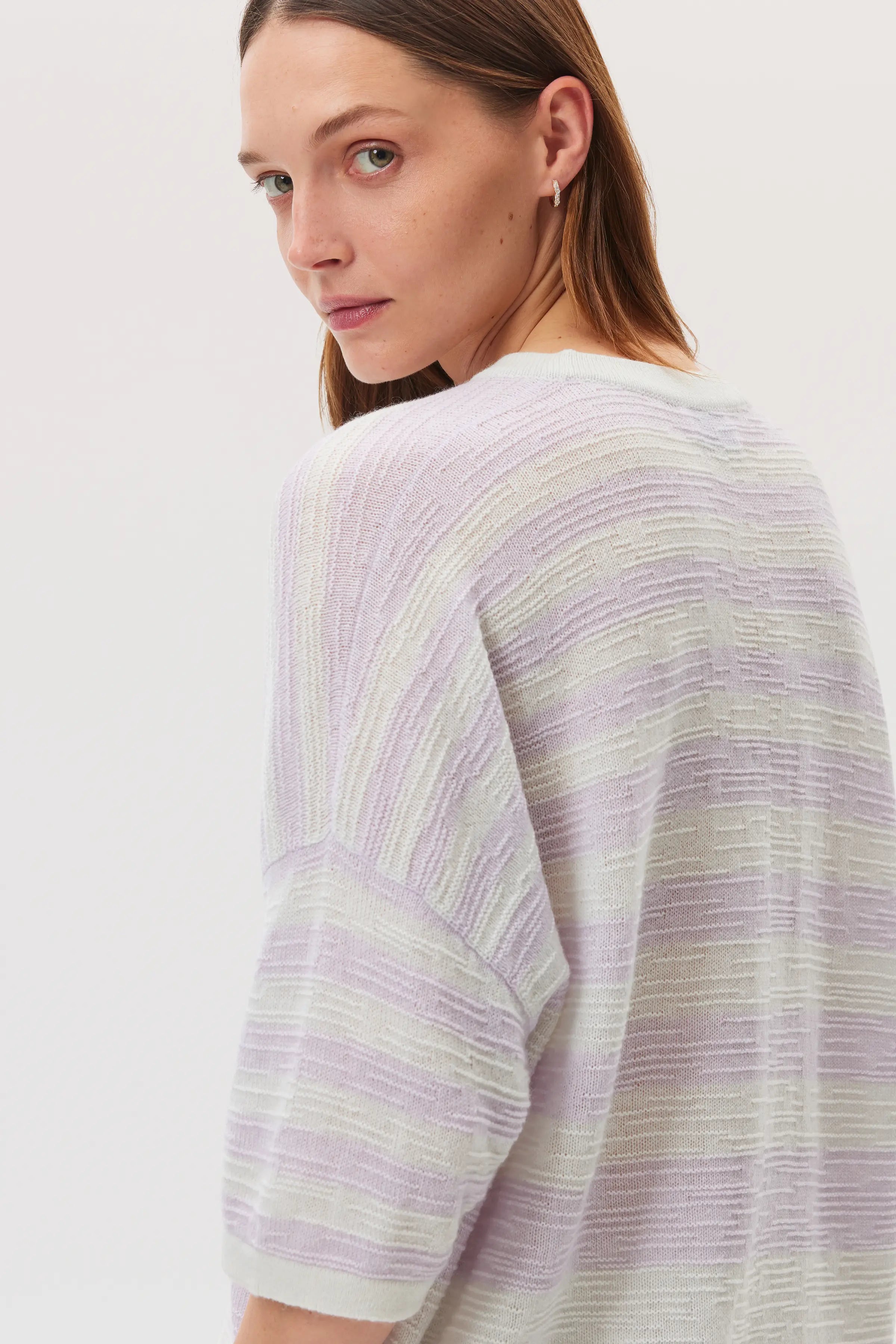 Textured Stripe Oversized Cashmere T-Shirt