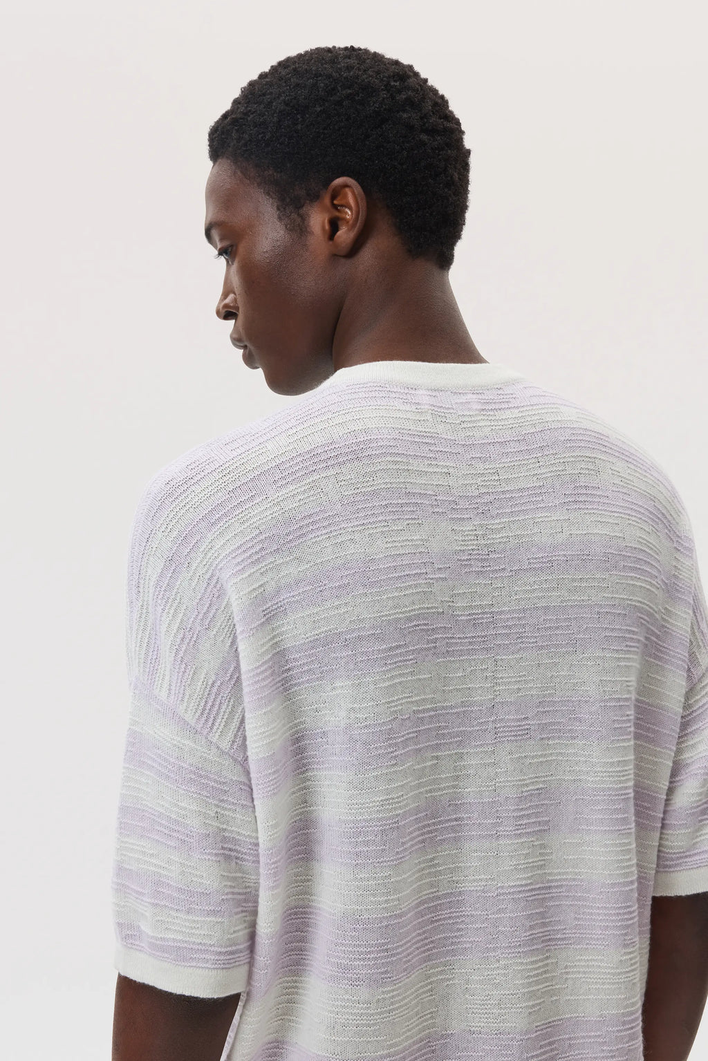 Textured Stripe Oversized Cashmere T-Shirt