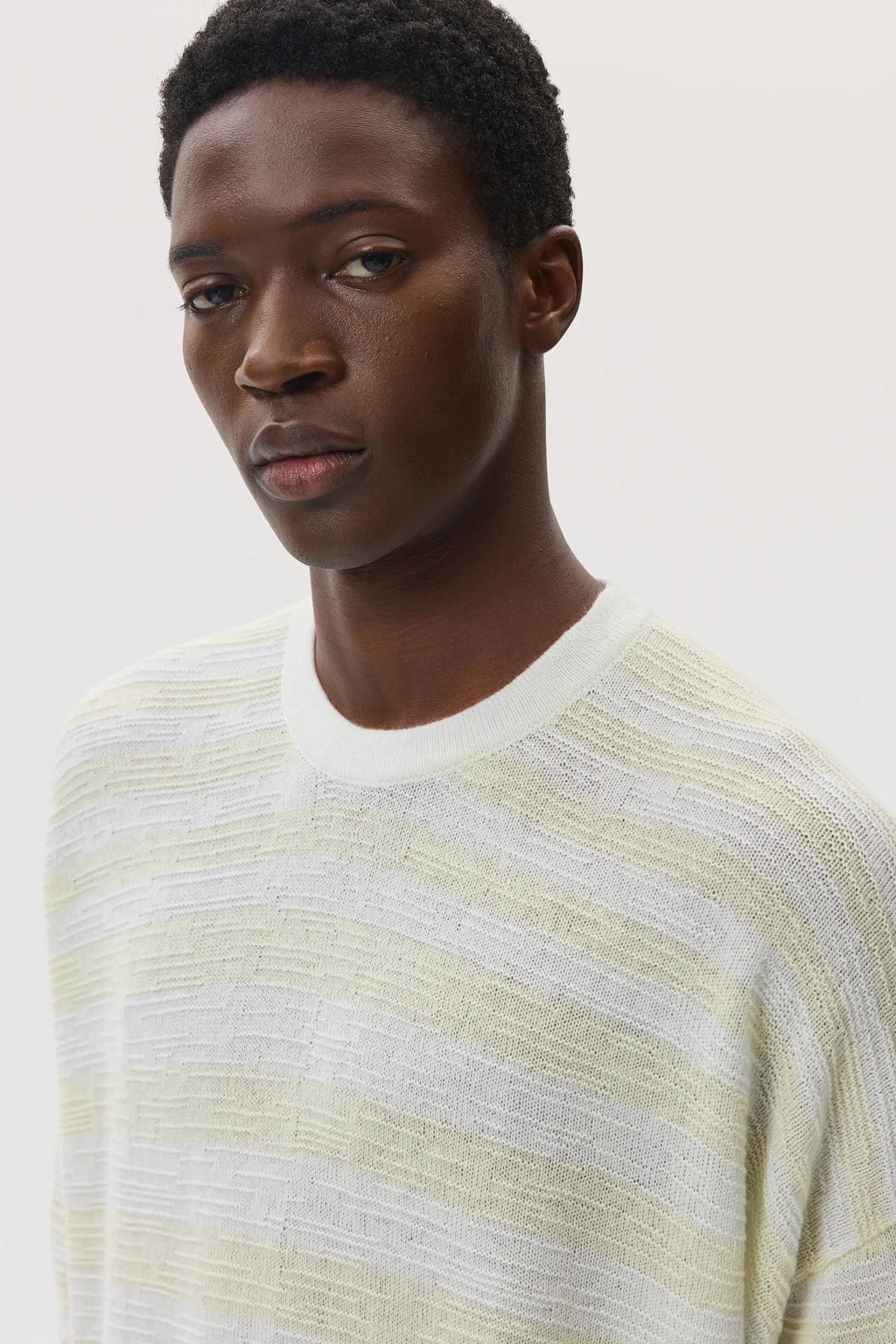 Textured Stripe Oversized Cashmere T-Shirt